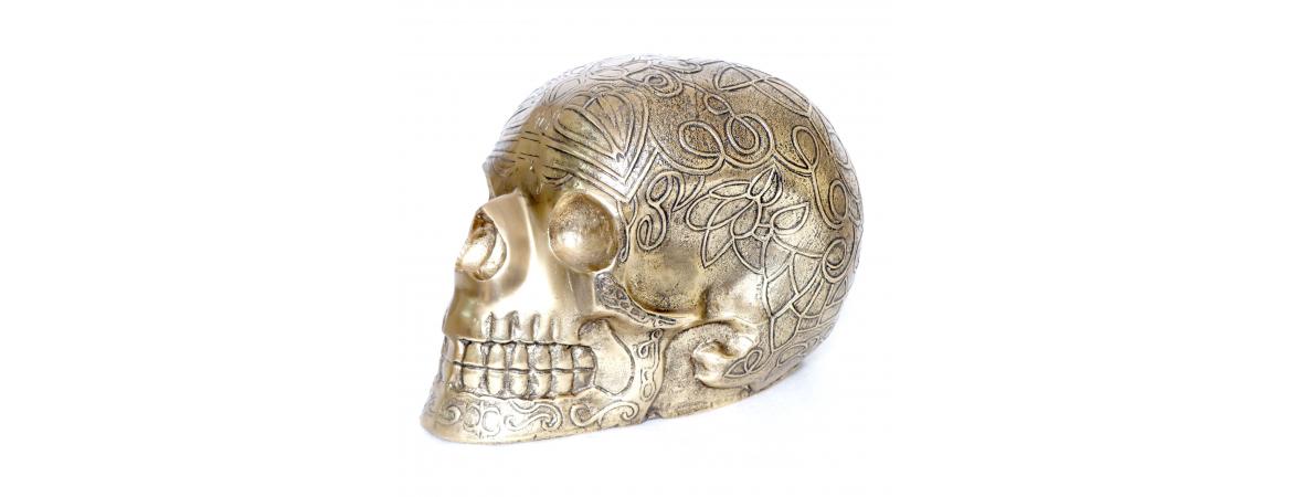 Giant Antique Brass Skull H30cm W50