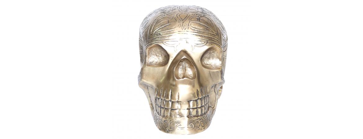 Giant Antique Brass Skull H30cm W50