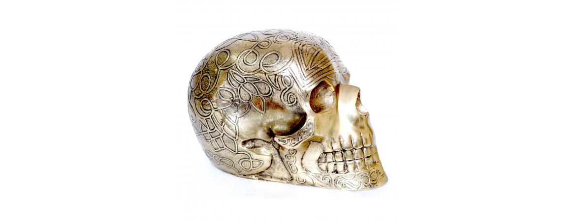 Giant Antique Brass Skull H30cm W50