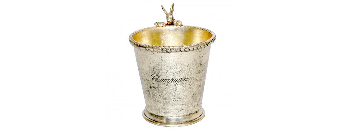 Champagne Cooler with Rabbit Detail - Antique Gold colour