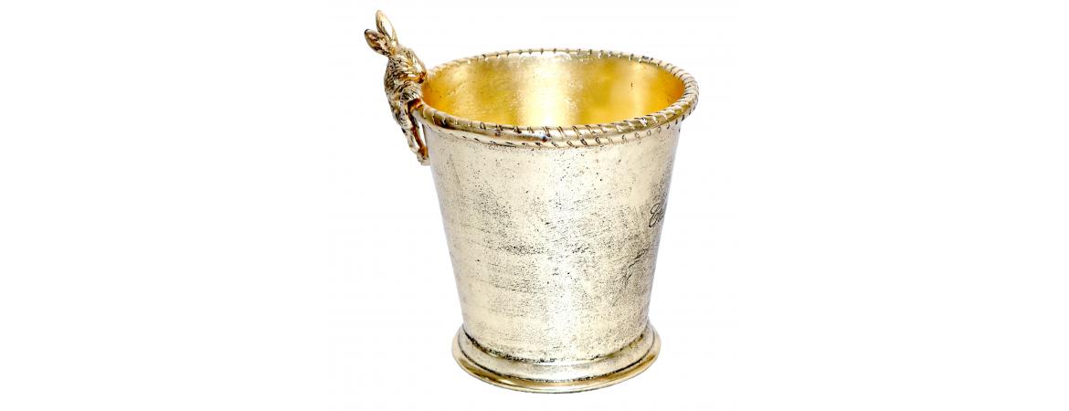 Champagne Cooler with Rabbit Detail - Antique Gold colour