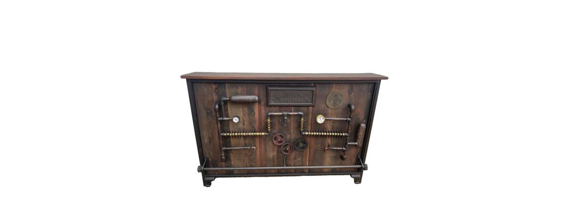 Reclaimed Wood & Metal Bar Counter