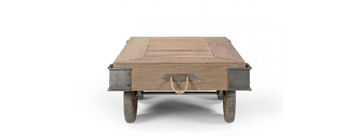 Reclaimed Wooden Coffee Table on Wheels