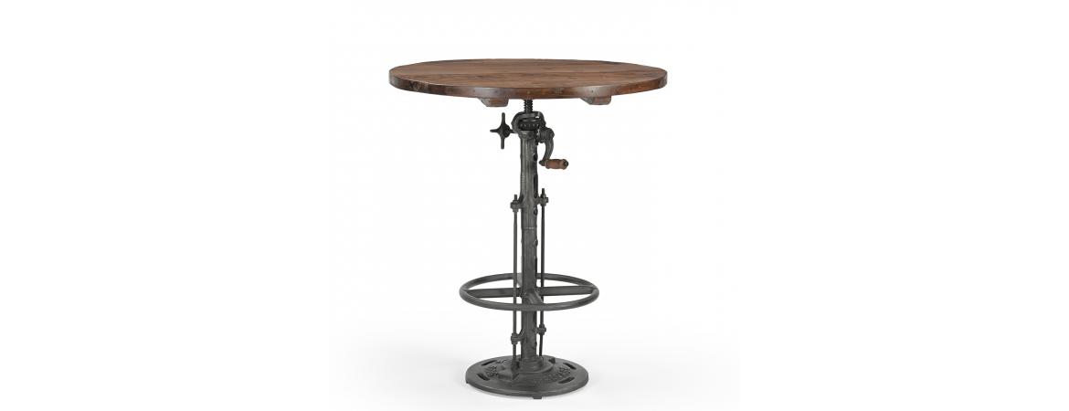 Adjustable Reclaimed Wood & Metal Bar Table