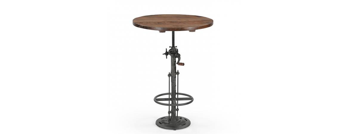 Adjustable Reclaimed Wood & Metal Bar Table