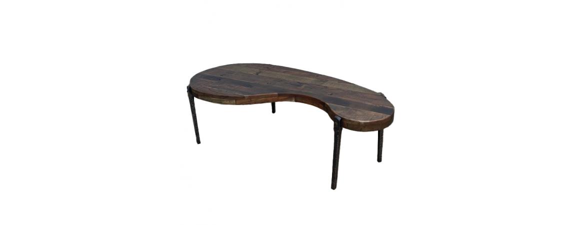 Reclaimed Wood & Metal Table ( Kidney Shapped)