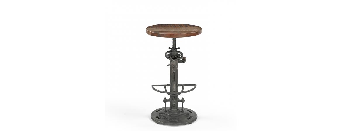 Adjustable Reclaimed Wood & Metal Bar Stool