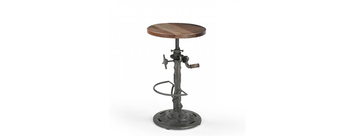 Adjustable Reclaimed Wood & Metal Bar Stool