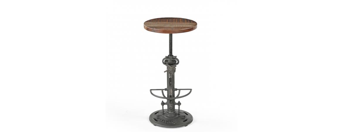 Adjustable Reclaimed Wood & Metal Bar Stool