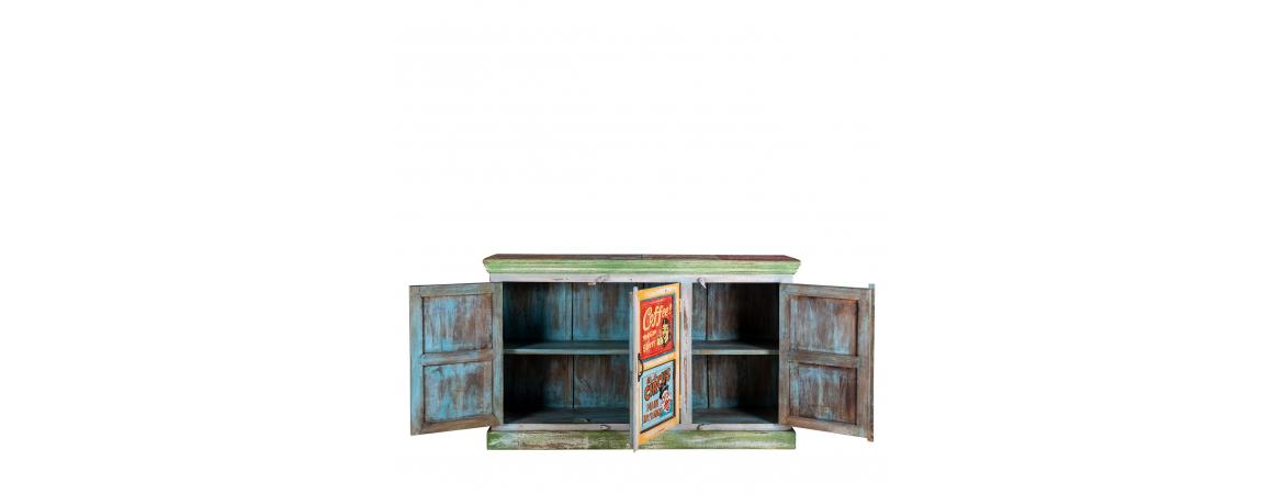 Hand Painted Vintage Ad 3 Door Sideboard