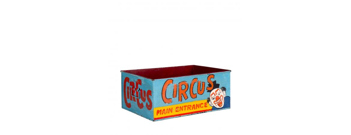 Hand Painted Circus Themed Iron Storage Box