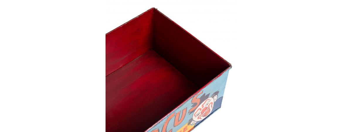 Hand Painted Circus Themed Iron Storage Box