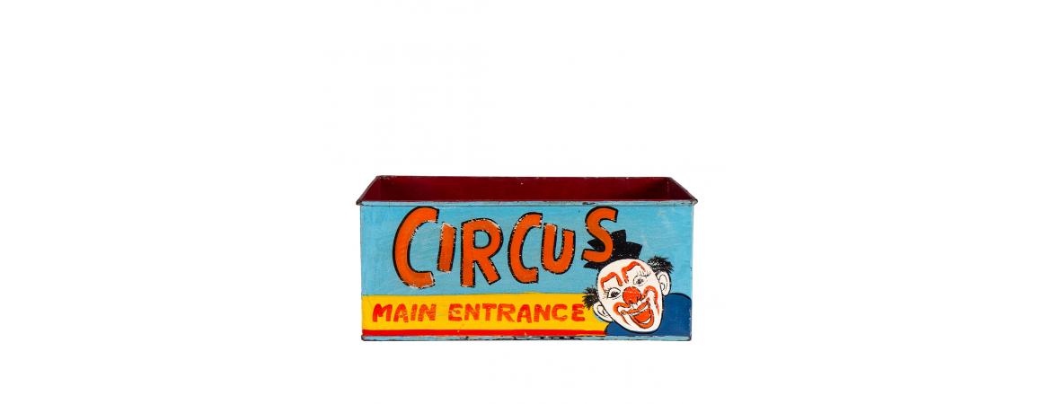 Hand Painted Circus Themed Iron Storage Box