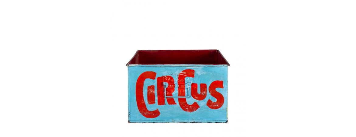 Hand Painted Circus Themed Iron Storage Box