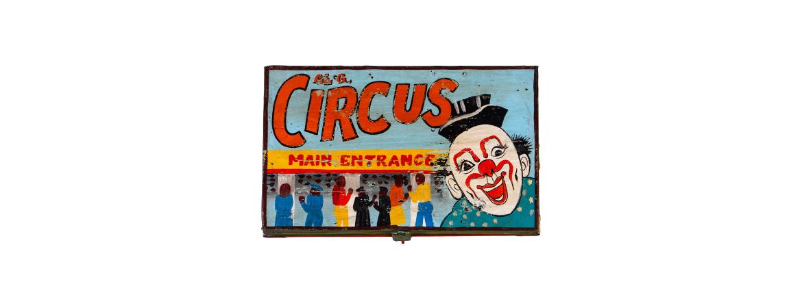 Hand Painted Circus Iron Trunk