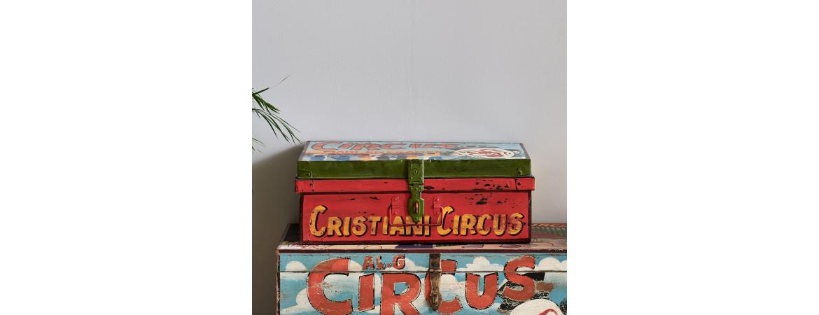 Hand Painted Circus Iron Trunk