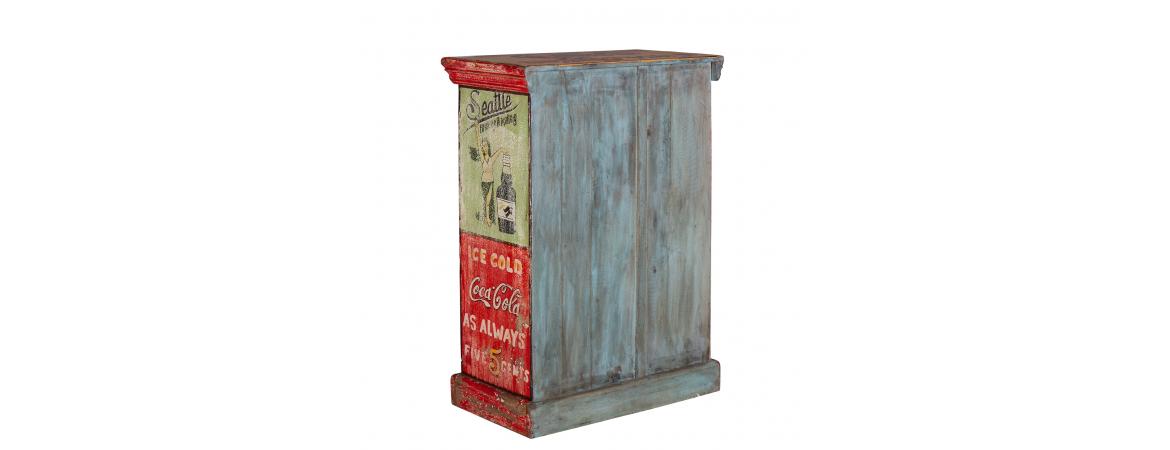 Hand Painted Vintage Ad 2 Door Cabinet