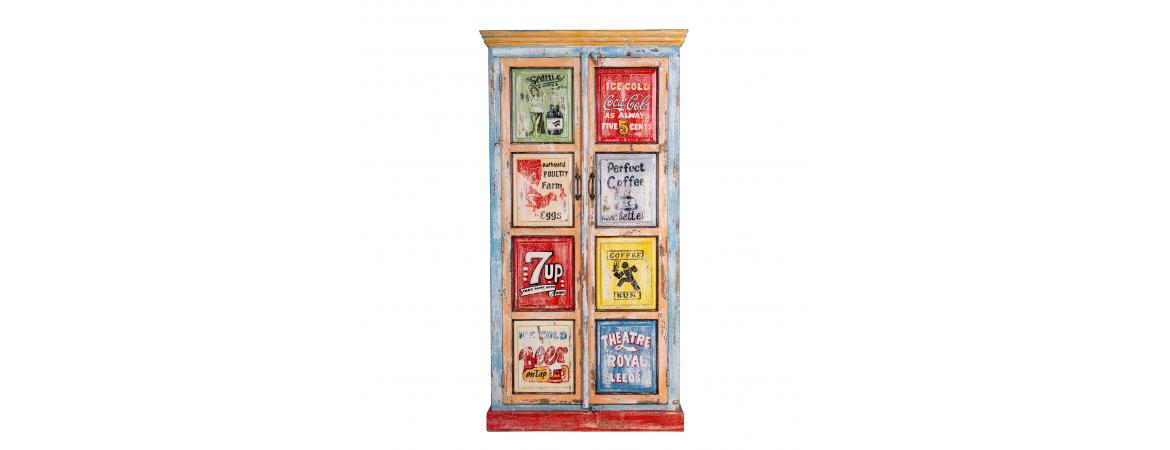 Hand Painted Tall Vintage Advert Cabinet