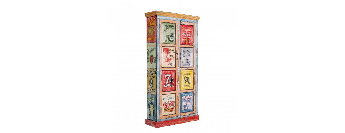 Hand Painted Tall Vintage Advert Cabinet