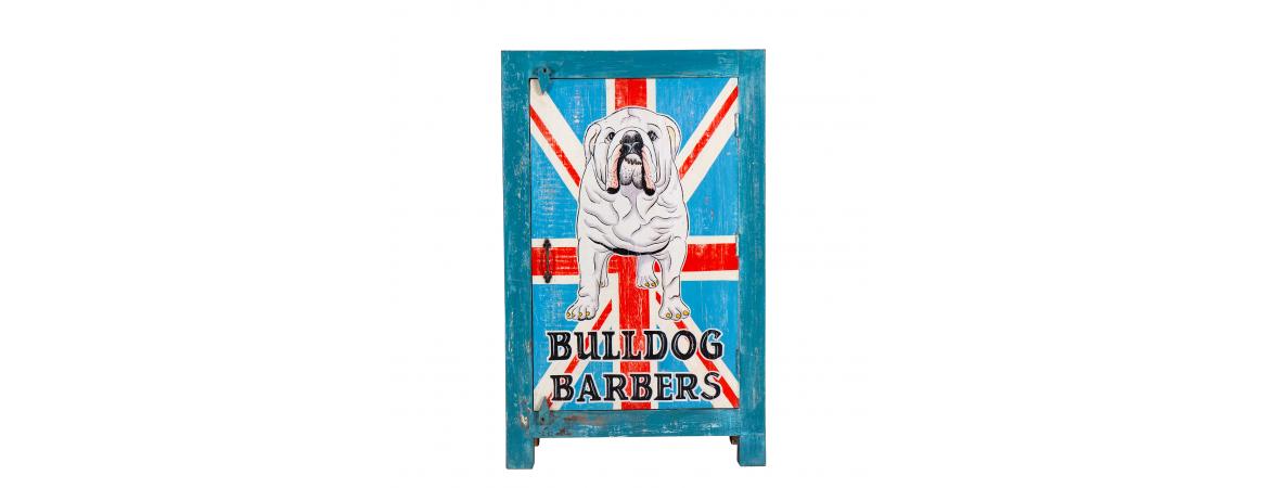 Hand Painted British Bulldog Narrow 1 Door Cabinet