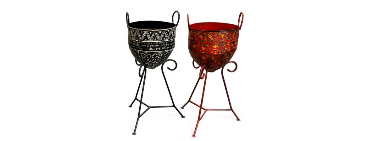 Black Iron Flower Pot 32 x 32 x 70cm