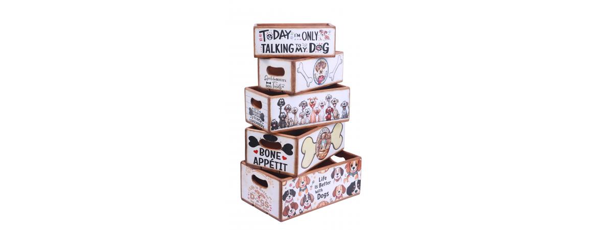 Set of 5 Shellfish Nesting Boxes -Dogs