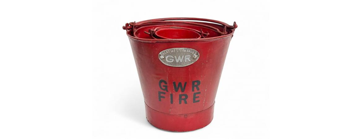 Set of 4 Red Hand Painted GWR Buckets
