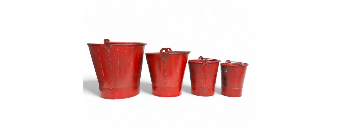 Set of 4 Red Hand Painted GWR Buckets