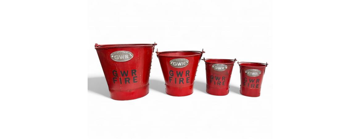 Set of 4 Red Hand Painted GWR Buckets