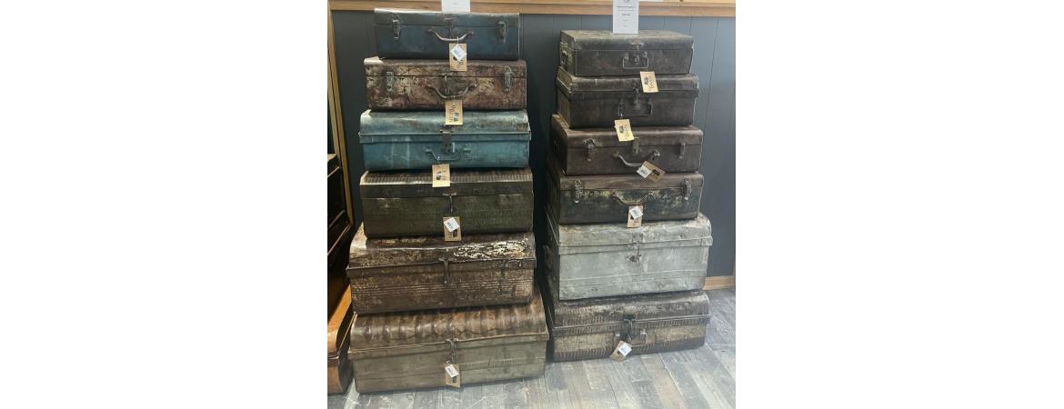 Assorted Antique Iron Trunk