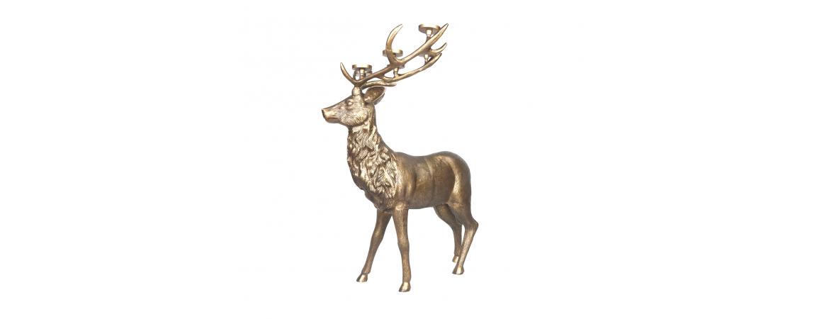 XL Deer Candlelight Holder Deer Antique Gold 117cm