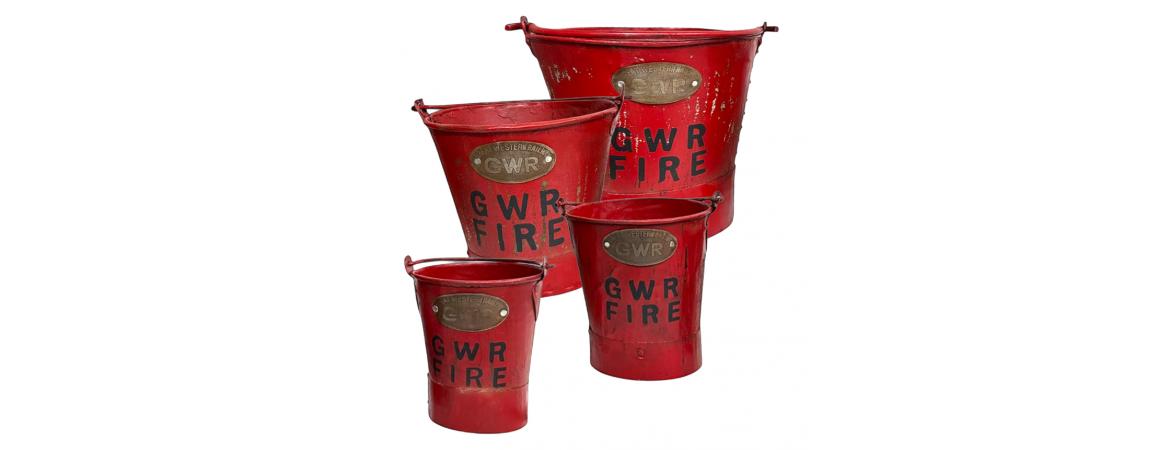 Set of 4 Red Hand Painted GWR Buckets