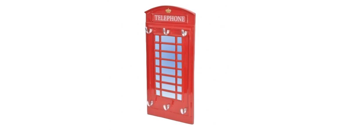 Telephone Front with Six Hooks & Mirror