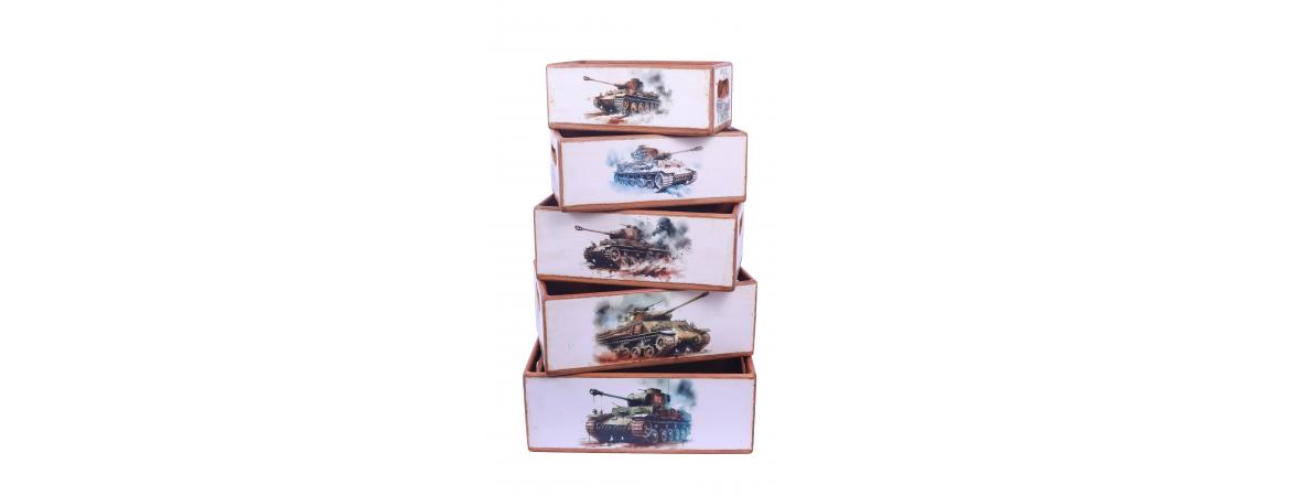 Set of 5 Shellfish Nesting Boxes - WW2 Tanks