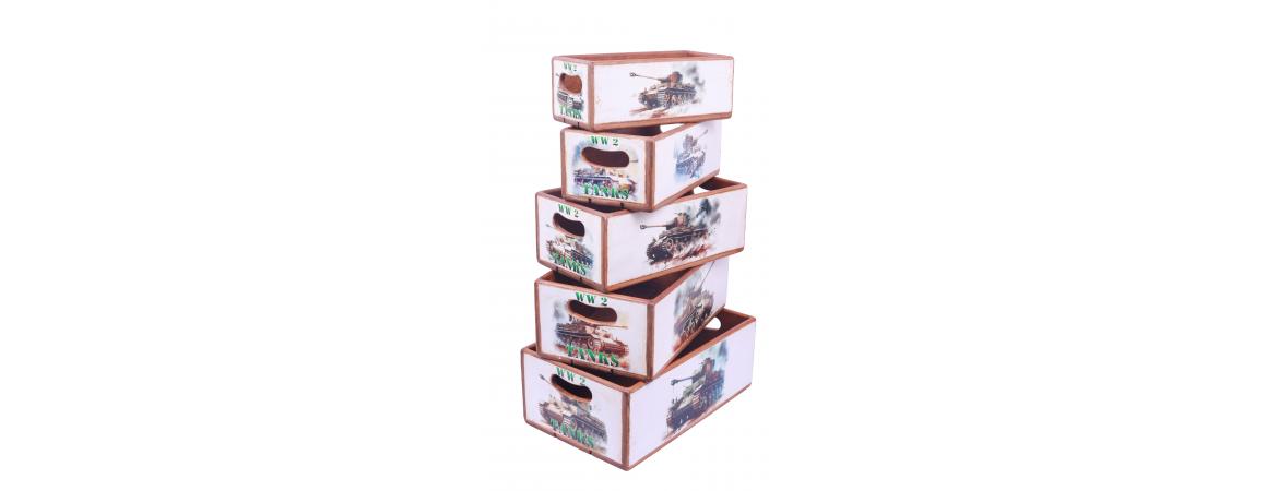 Set of 5 Shellfish Nesting Boxes - WW2 Tanks