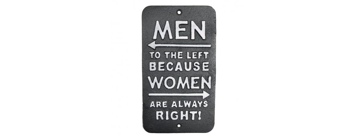 Men to the LEFT sign
