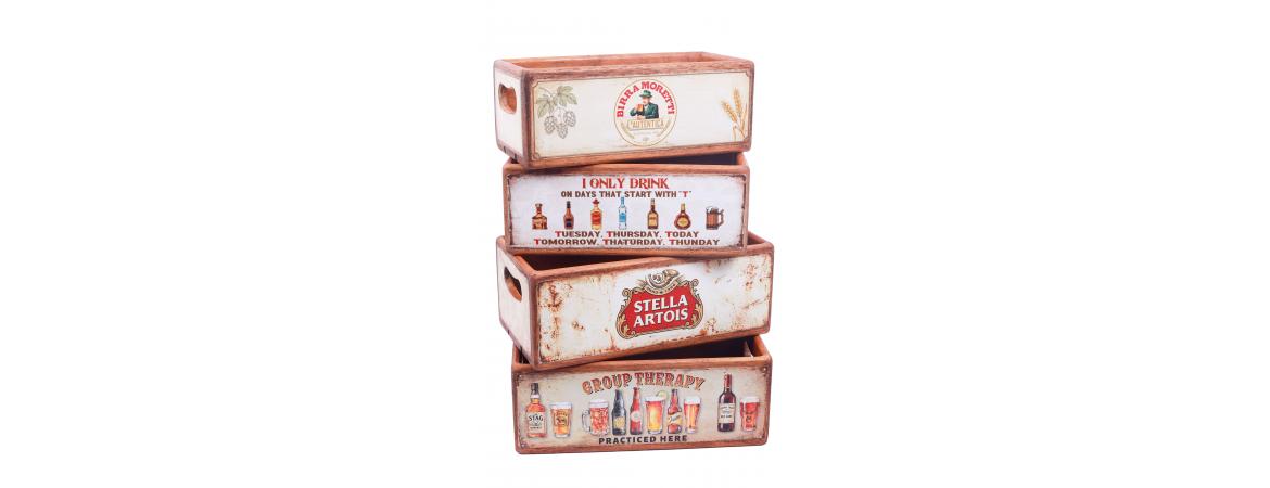 Set of 4 Rectangular Boxes - Beer