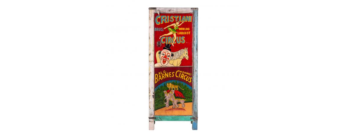 Hand Painted Vintage Circus Ad 1 Door Cabinet