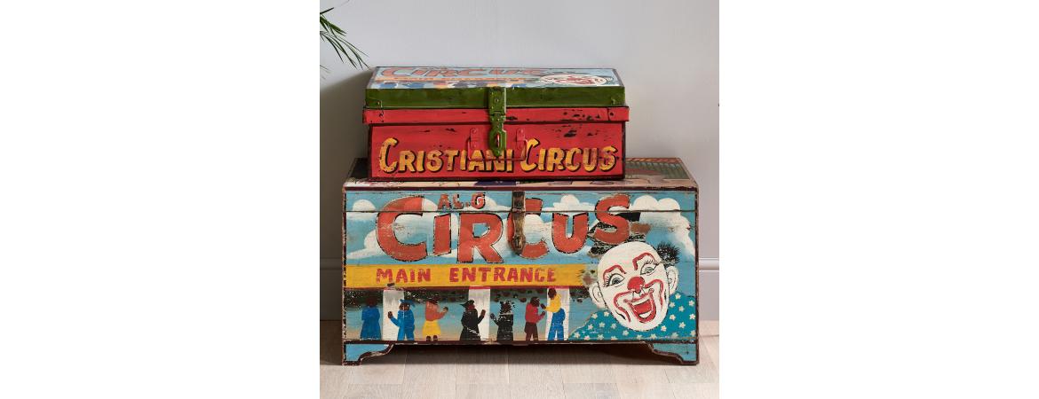 Hand Painted Vintage Circus Storage Chest