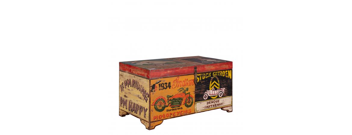 Hand Painted Vintage Transport Storage Chest