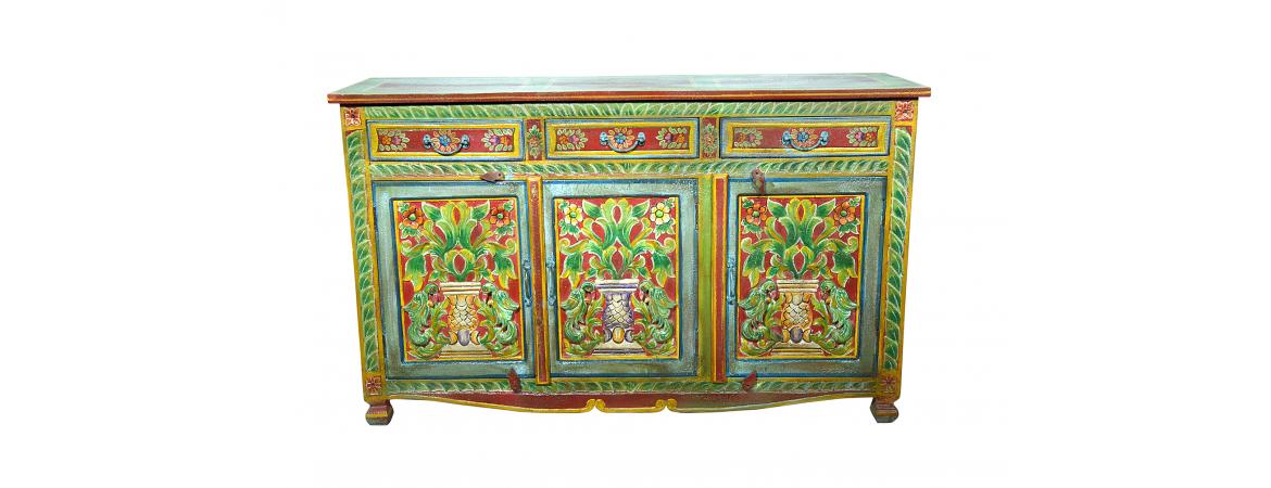 Hand Painted Folk Pattern Sideboard