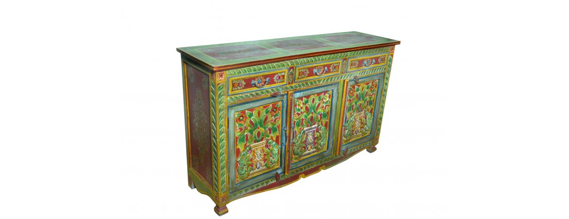 Hand Painted Folk Pattern Sideboard