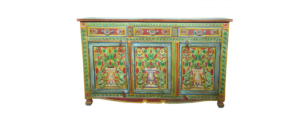 Hand Painted Folk Pattern Sideboard