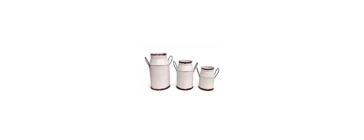 Set of 3 White Milk Jugs