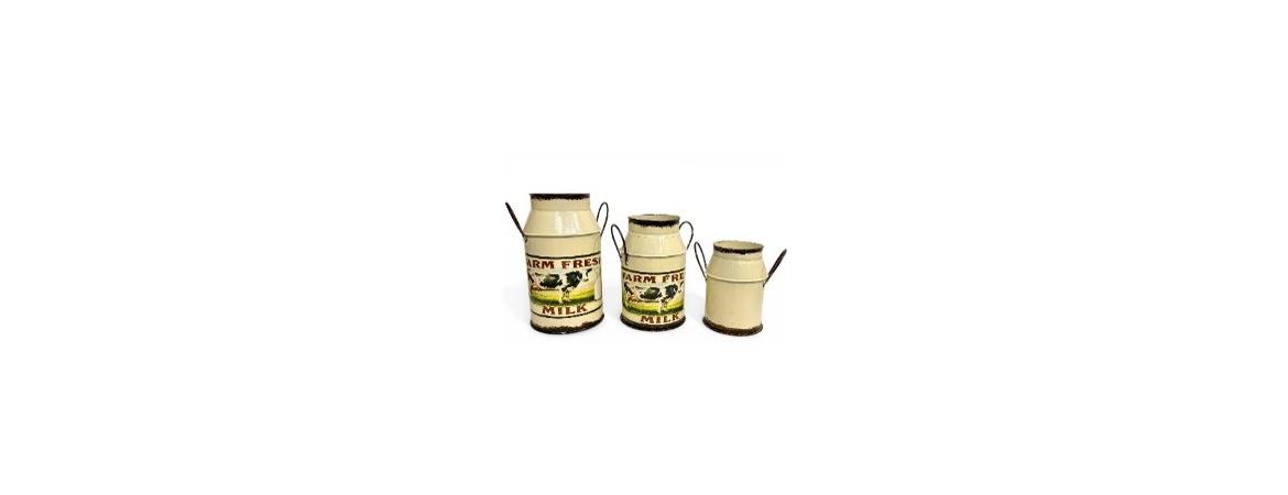 Set of 3 Farm Fresh Milk Jugs