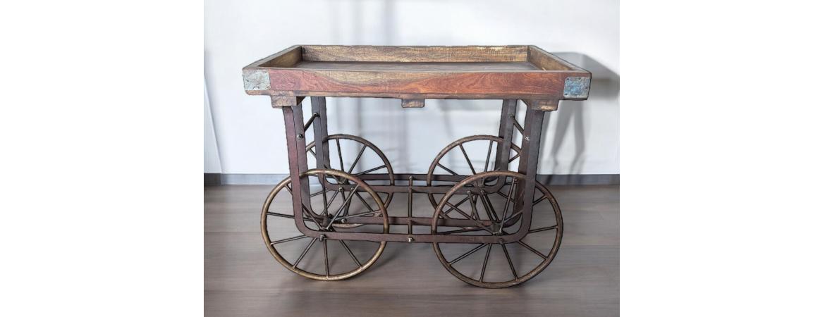 Iron and Wood Small Cart