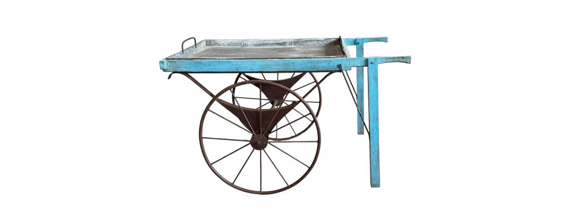 Iron and Wood Cart with Tray