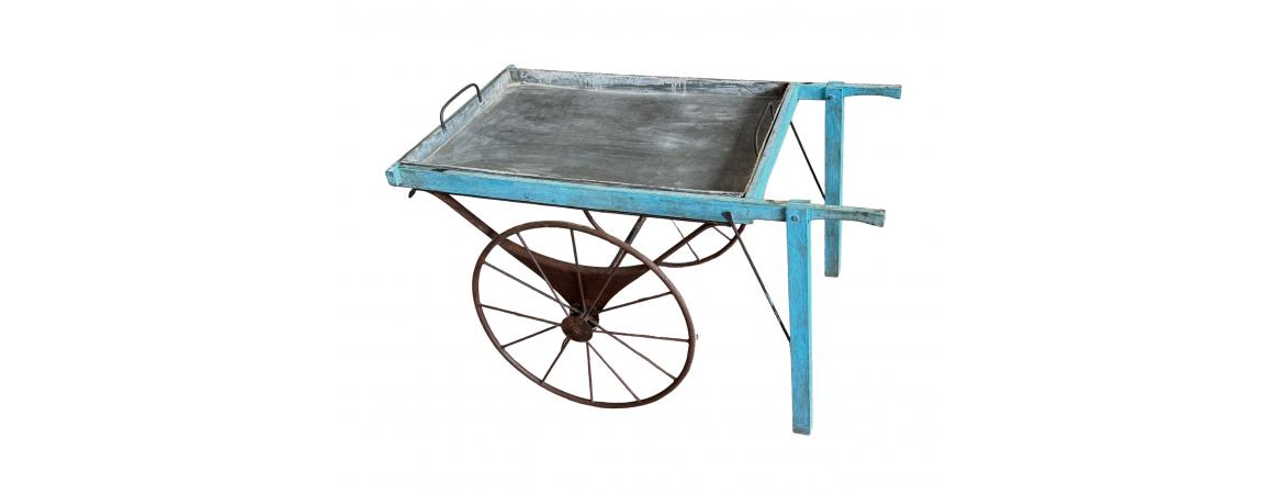 Iron and Wood Cart with Tray