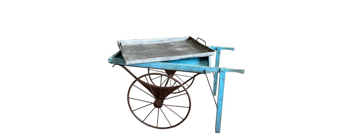 Iron and Wood Cart with Tray