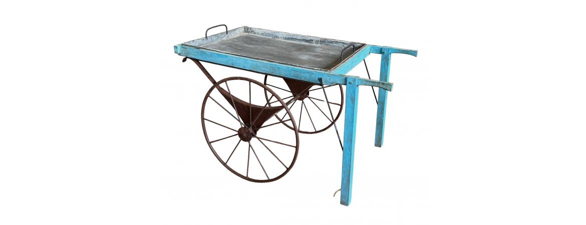 Iron and Wood Cart with Tray